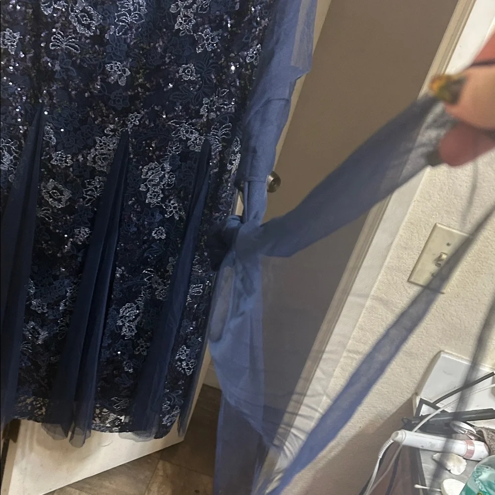 Alex Evenings Midnight Blue Sequin Maxi Dress - Picture 9 of 11